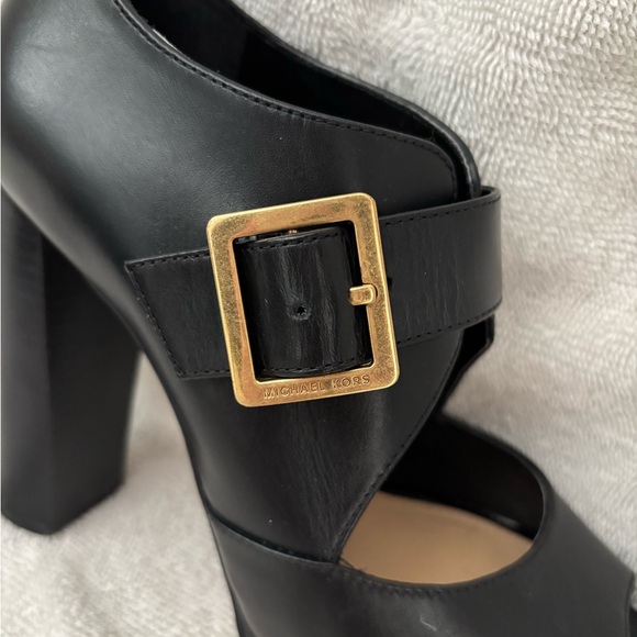 Michael Kors Black Leather Platform Heels - Picture 2 of 6